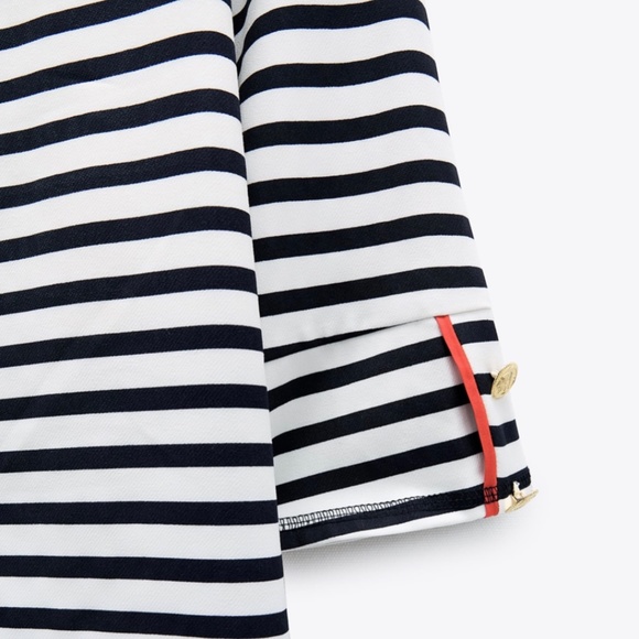 NWT Zara  Mariner Striped Top with Gold Buttons Sz. M - Picture 6 of 8